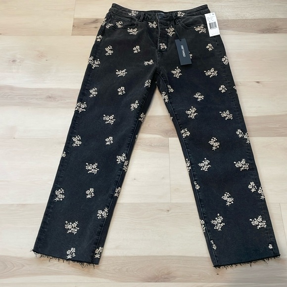 Driftwood Royce floral embroidered straight leg loose fit bohemian Jeans - Picture 2 of 9